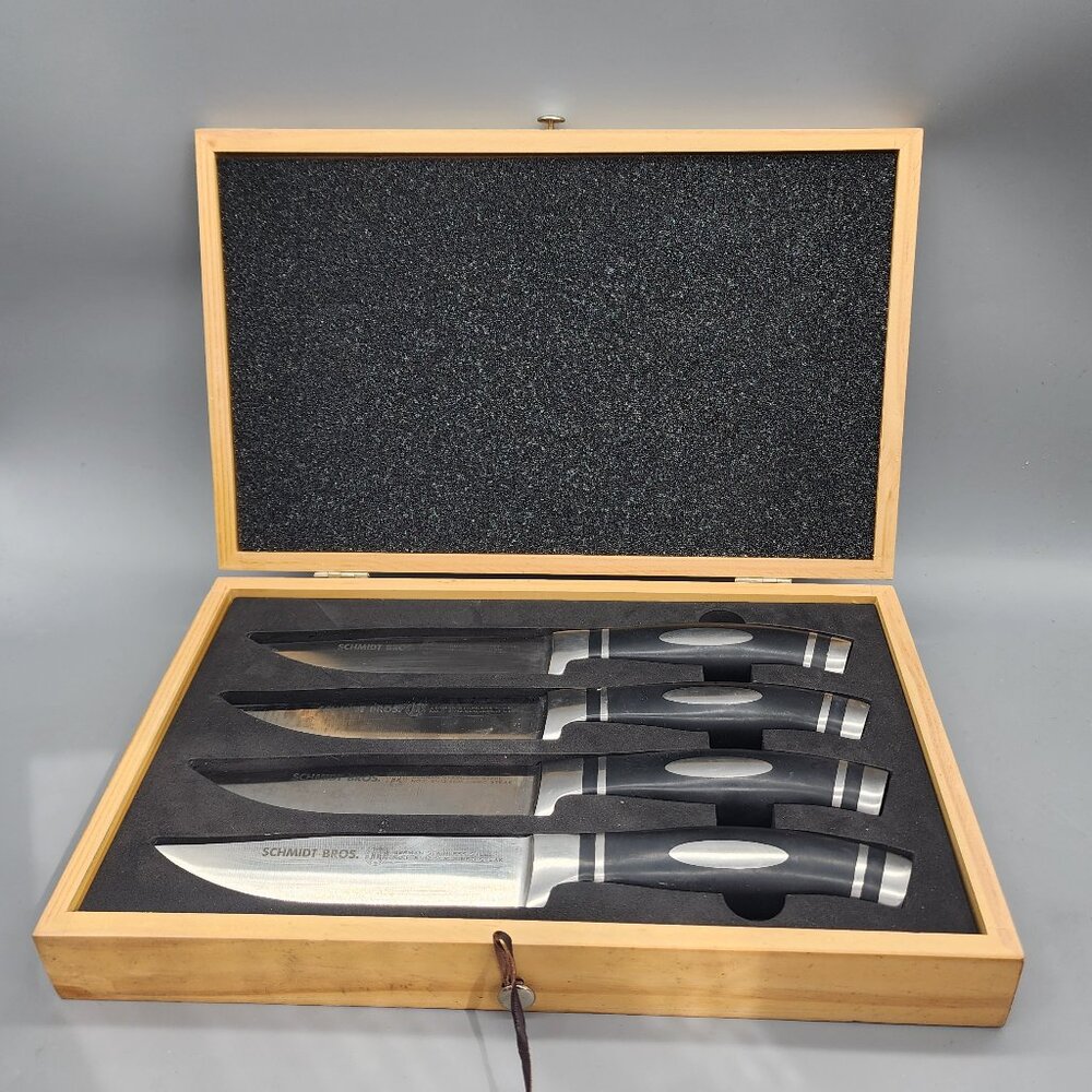 Schmidt Bros Project X Jumbo Steak Knives Set of 4 with Wood Box Germany